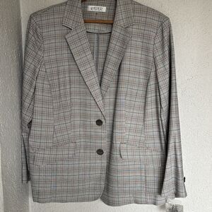 NWT Women’s Kasper Old Money Preppy Plaid Blazer Two Button Size 18W